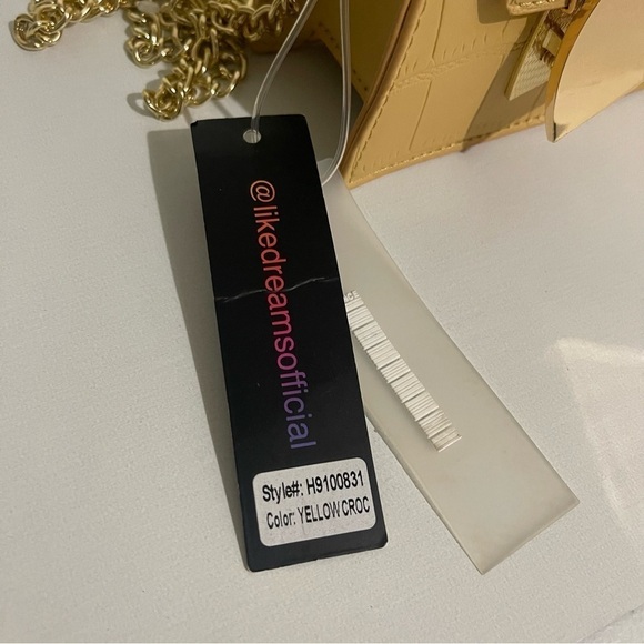 Like Dreams Mini Micro Crossbody Bag Shoulder Chain Strap In Yellow Croc Color - Picture 8 of 11